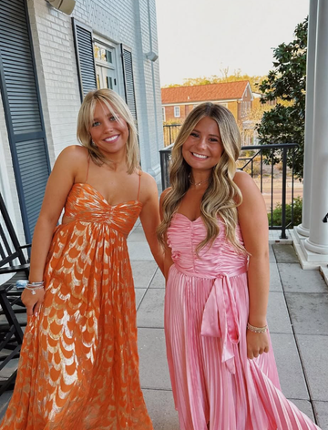 A-line Orange Prom Dress Fashion Party Evening Dress HZ1023